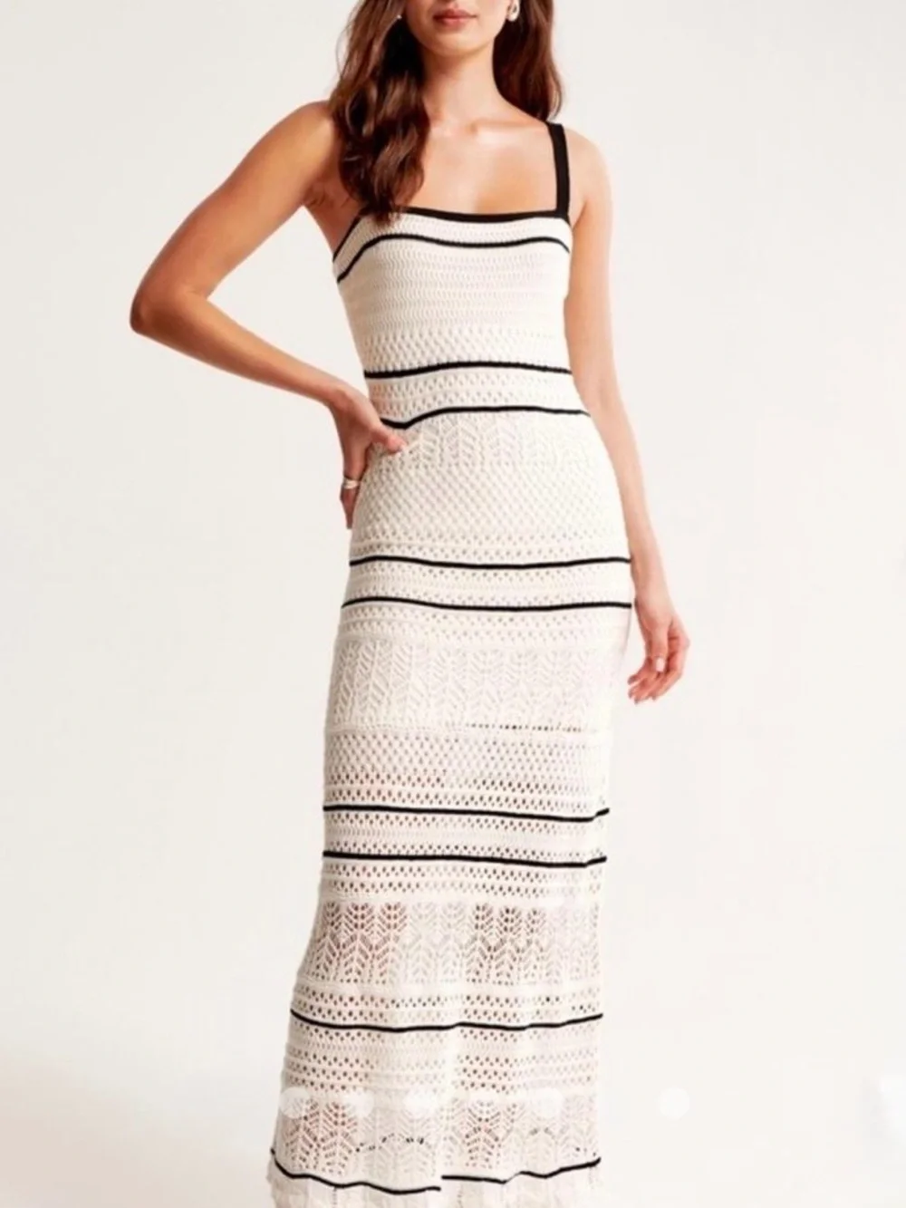 Abercrombie & Fitch Viral Crochet Knit Maxi Dress Size S MSRP $130